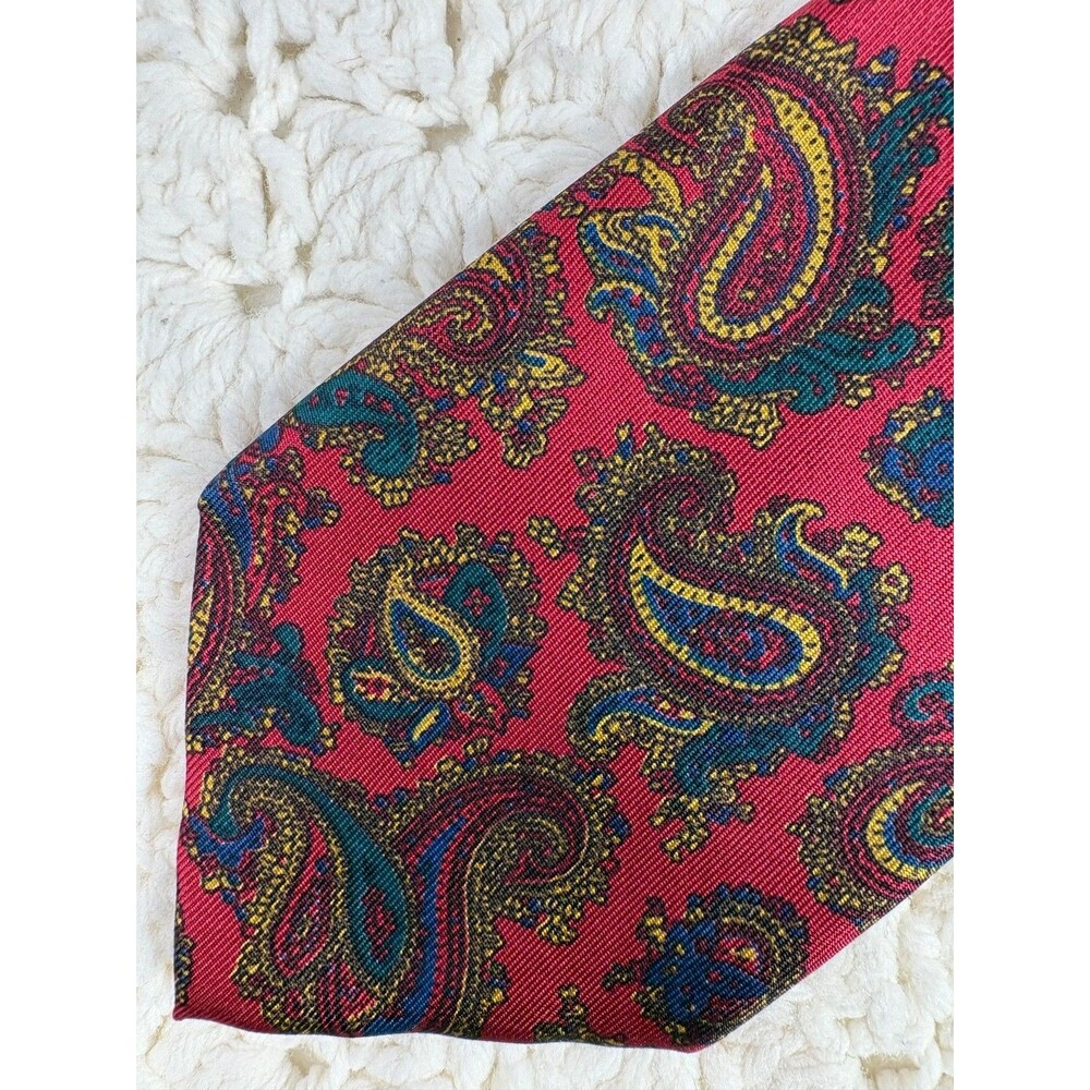 Vtg Victoria's Secret Men's Silk Tie Paisley Red 3" x 57" Hand Made Italy EUC